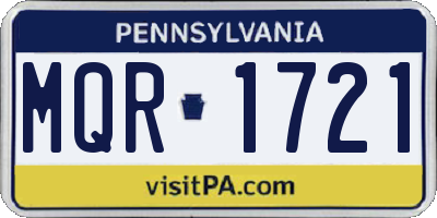 PA license plate MQR1721