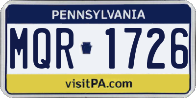 PA license plate MQR1726
