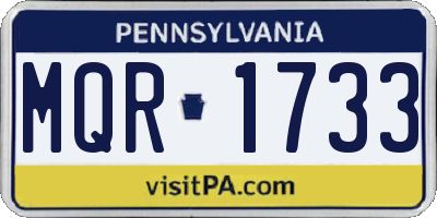 PA license plate MQR1733