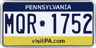 PA license plate MQR1752