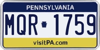 PA license plate MQR1759