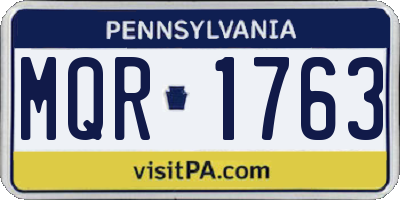 PA license plate MQR1763