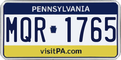 PA license plate MQR1765