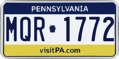 PA license plate MQR1772