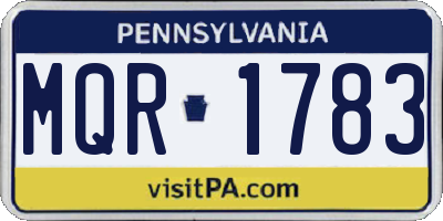 PA license plate MQR1783