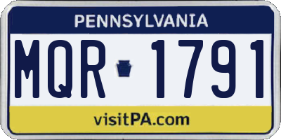 PA license plate MQR1791