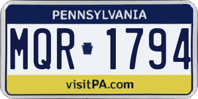 PA license plate MQR1794