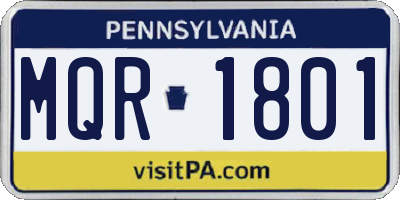 PA license plate MQR1801