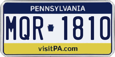 PA license plate MQR1810