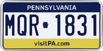 PA license plate MQR1831
