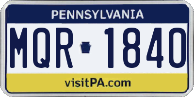 PA license plate MQR1840