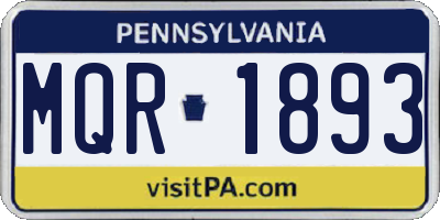PA license plate MQR1893