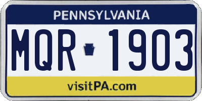 PA license plate MQR1903