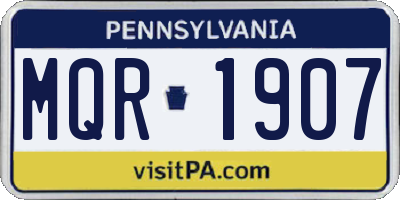 PA license plate MQR1907