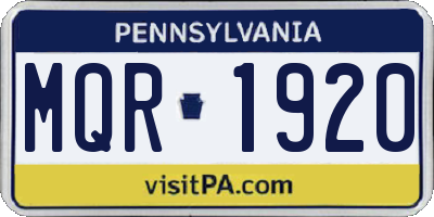 PA license plate MQR1920