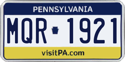 PA license plate MQR1921
