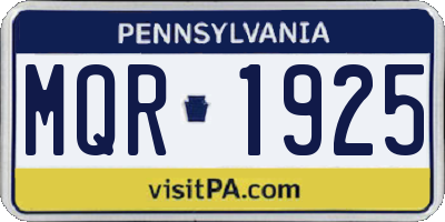 PA license plate MQR1925