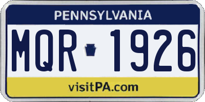 PA license plate MQR1926