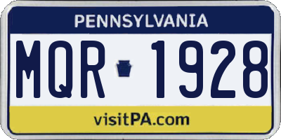 PA license plate MQR1928