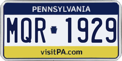 PA license plate MQR1929