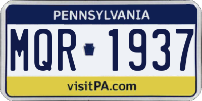 PA license plate MQR1937