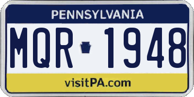 PA license plate MQR1948