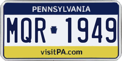 PA license plate MQR1949