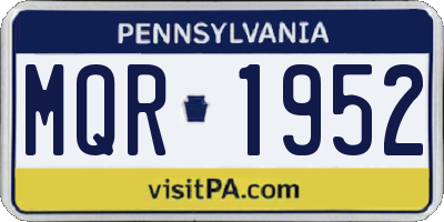 PA license plate MQR1952