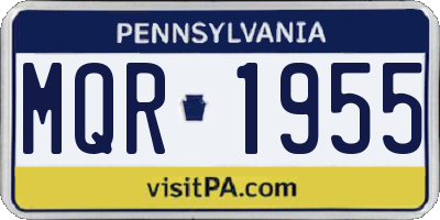 PA license plate MQR1955