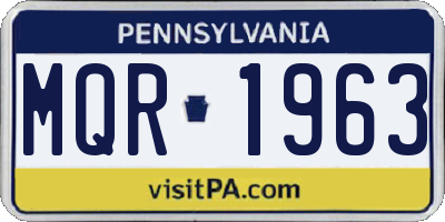 PA license plate MQR1963