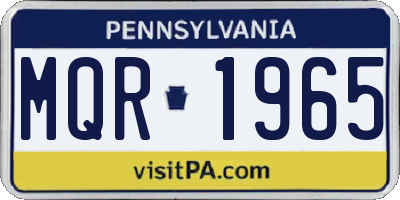 PA license plate MQR1965