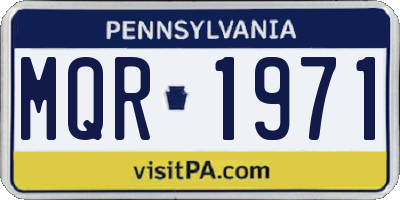 PA license plate MQR1971