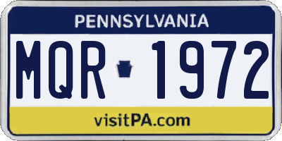 PA license plate MQR1972