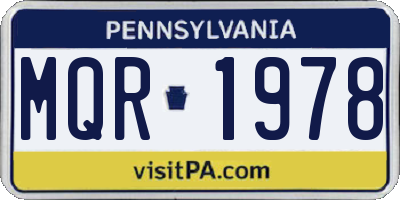 PA license plate MQR1978
