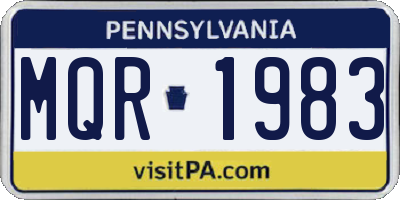 PA license plate MQR1983