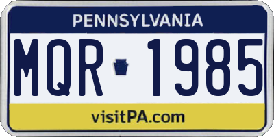 PA license plate MQR1985