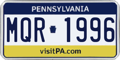 PA license plate MQR1996