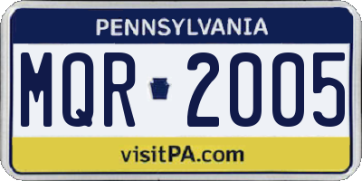 PA license plate MQR2005