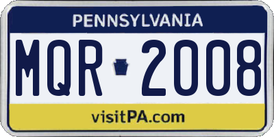 PA license plate MQR2008