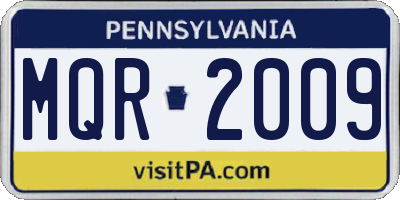 PA license plate MQR2009