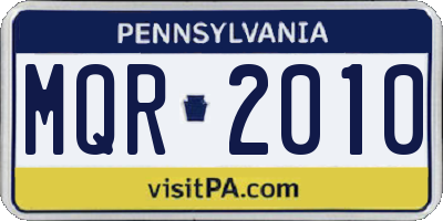 PA license plate MQR2010
