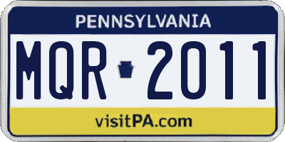 PA license plate MQR2011