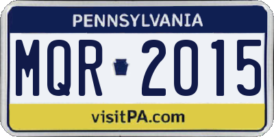 PA license plate MQR2015