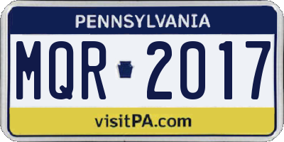 PA license plate MQR2017