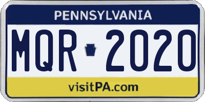 PA license plate MQR2020
