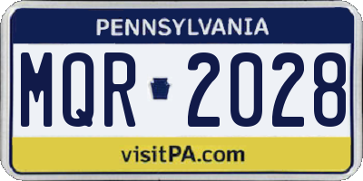 PA license plate MQR2028