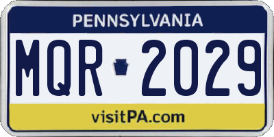 PA license plate MQR2029