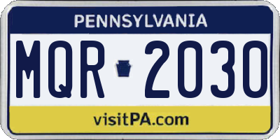 PA license plate MQR2030