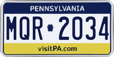 PA license plate MQR2034