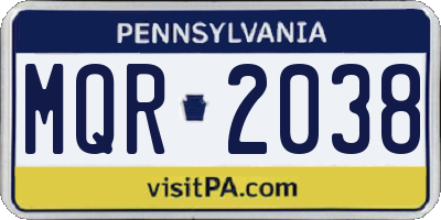 PA license plate MQR2038